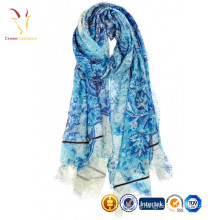 Latest Design Ladies Silk Scarf Flower Printed pashmina scarf shawl